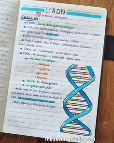 an open notebook with a spiral - bound page containing information about the structure of a protein