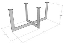 three metal posts are shown with measurements