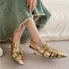 2404YY1031924226-3 Slingback Shoes, Rubber Sole, Heel Height, Leather Upper, Square, Heels, Leather