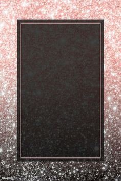 a black square frame sitting on top of a pink and silver glitter background with white dots