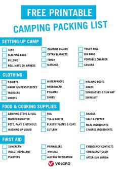 a printable camping packing list