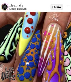 Fingernails Painted, Fruit Nail Art, Hippie Nails, Crazy Nails, Nails Only, Toe Nail Designs, Get Nails, Fire Nails