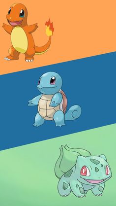 four different types of pokemon characters