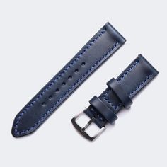 "100% Handcrafted Custom Made Leather Watch Strap Compatible with all watches between 18 - 26 mm lug width. Strap length: Short piece:80mm Long piece:130mm (Fits 6\"-8\" wrist size) Thickness: 3.2-3.4mm Double layer Handmade and hand stitched Distressed and waxed finish Sanded and waxed edges Stainless steel (316L) buckle Durable waxed thread Full grain leather *This listing is for one watch strap and one buckle. Watch is not included :) -------------------------------- FREE EXPRESS SHIPPING Del Blue Watches With Leather Strap For Everyday Use, Blue Leather Strap Watch Accessories For Business, Blue Watch Accessories With Leather Strap, Adjustable Blue Leather Watch Band, Blue Leather Strap Watch Band For Everyday Use, Blue Watch Accessories With Adjustable Leather Strap, Blue Adjustable Leather Strap For Watch, Panerai Straps, Leather Artisan