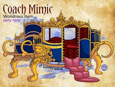 a drawing of a horse drawn carriage with the words coach mimic on it's side