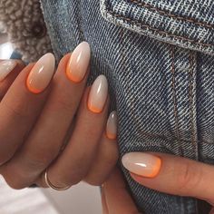 Orange Marble Ombre Nails, Oval Nails Designs French Tip, Classy Beach Party, Orange Wedding Nails, Cabo Nails, Nails Inspo 2023, Nail Guide, Burberry Nails, Fresh Nails