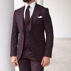 Make a statement at weddings, proms, and formal events with our Purple Suit for Men. Elevate your style with this sophisticated and timeless ensemble. Shop this wine suit now for the perfect formal and classy look Suits Men Wine Color, Wine Color Suits For Men, Wine Suit Men Wedding, Designer Suits For Men Classy, Suits Men Purple, Purple Mens Suit, Purple Suit Men, Purple Suits For Men, Purple Wedding Suit