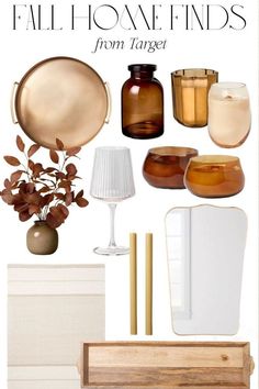 fall home finds from target including candles, vases and other items in shades of gold