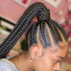 40 Stunning Stitch Braids Ponytail Cornrows - Coils and Glory Cornrow Ponytail, Braids Styles, Braided Cornrow Hairstyles, Braids Hairstyles Pictures, Braided Ponytail Hairstyles, Hair Twist Styles, Cool Braid Hairstyles