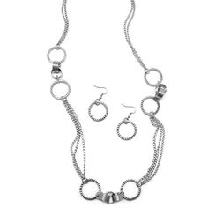 Wicked Wonders VIP Bling Necklace Care to Join Us? Silver Necklace Affordable Bling_Bling Fashion Paparazzi Coil Ring, Coils, Necklace Earring Set, Matching Earrings, Ring Necklace, Join Us, Silver Necklaces, Earring Set, Silver Chain