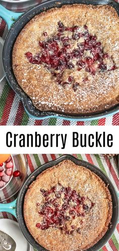 cranberry buckle in a cast iron skillet