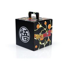 a black box with an orange design on it