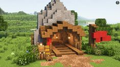 an image of a minecraft house in the woods