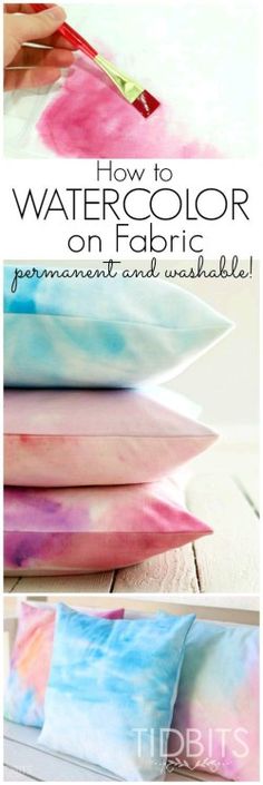 how to make watercolor on fabric for pillows