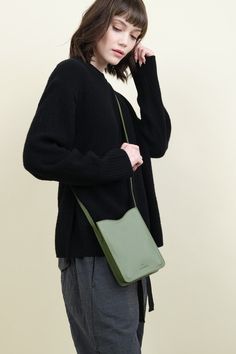 Roseto Crossbody Bag in Cipresso Classic Green Shoulder Bag With Mobile Phone Holder, Classic Green Shoulder Bag With Phone Holder, Classic Green Mobile Phone Bag, Modern Soft Leather Phone Bag, Chic Soft Leather Rectangular Phone Bag, Chic Rectangular Soft Leather Phone Bag, Rectangular Shoulder Bag With Smooth Grain, Green Rectangular Shoulder Bag For Everyday Use, Modern Shoulder Bag With Mobile Phone Case