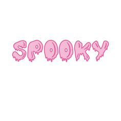 the word spooky written in pink on a white background