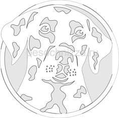 a drawing of a dog's face in the shape of a circle with an image of