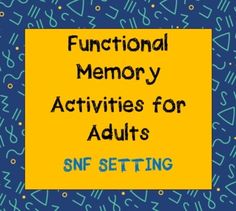 Functional Memory Activities for the SNF setting. Great for speech therapists looking for memory activities for adults. This workbook includes activities targeting orientation, immediate/short-term memory, and safety awareness. Memory Activities For Adults, Adaptive Equipment Occupational Therapy, Snf Slp, Senior Care Activities, Memory Care Activities, Memory Activities, Therapeutic Recreation, Country View, Adaptive Equipment