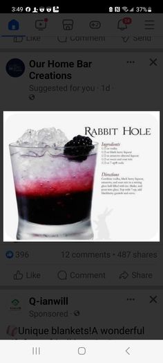 an image of a blackberry drink in a glass with the caption's name on it