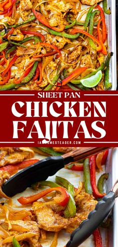 sheet pan chicken fajitas with peppers and onions