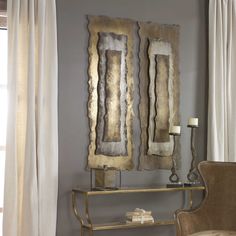 Size: 60"H x 21"W x 3"D (28 lbs)Made of Metal with Gold/Silver/Bronze FinishModern-Abstract DesignNormally Ships in 2-3 Business DaysHeavily oxidized rough cut sheet metal layered to create a 3-dimensional panel in tones of antique bronze, silver, and gold. May be hung horizontal or vertical.Learn More About Skyline Accents and Shop the Entire Collection Metal Wall Art Panels, Decorating Room, Metal Wall Panel, Art Panels, Spa Decor, Ashley Furniture Homestore, Leather Couch, Furniture Painting, Panel Wall Art