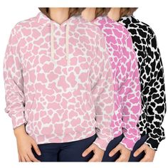 Fun Cow Print Pullover Hoodie is made for warmth and comfort. Choose from pink and white, light pink and white or black and white colors. Hoodie features a kangaroo pouch large front pocket to help keep your hands warm and an adjustable hood with a woven cord drawstring (up to 60'' long). 100% polyester for an extremely strong and durable synthetic fabric that retains its shape and dries quickly. .: Medium weight fabric: 7.4 oz/yd² (250 g/m²) .: Classic Unisex Fit .: Seam thread color: white .: Pink Fleece Hoodie Top, Pink Fleece Hoodie Sweatshirt, Cow Print Design, Hendersonville Nc, Fun Clothes, Cute Birthday Gift, Clothes Cute, Mens Hoodies, Cute Birthday