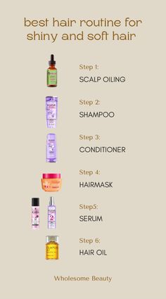 By following these steps and using these products you can get and maintain shiny and soft hair that looks and feels healthy. Best Hair Routine, Hair Care Steps, Shiny Soft Hair, Obličejové Masky, Make Your Hair Grow Faster, Natural Hair Care Routine, Hair Grow Faster, Healthy Hair Routine