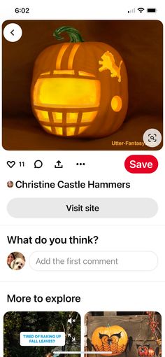 an iphone screenshot with the text'what do you think?'and images of pumpkins carved into them