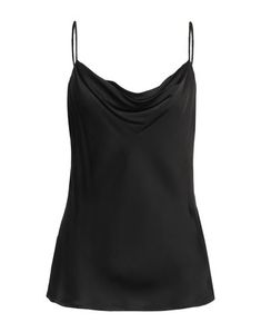 Satin No appliqués Solid color Collar with draped neckline Sleeveless No pockets Small sized Draped Neckline, Black Women, Solid Color, Satin, Collar, Women's Top, Black, Color, Design