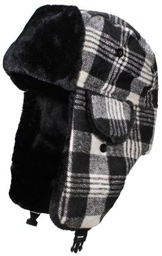 Best Winter Hats Adult Glen Plaid Russian/Aviator Beanie W/Faux Fur   Click images to enlarge   Description New!! Look Great on the Slopes, in the Snow, at the Gathering, or Just Out and About With This Best Winter Hats Adult Glen Plaid Russian/Aviator Beanie W/Black Faux Fur. Plastic Clasp On Botton of Ear Flaps That Can Be Used Under The Chin To Secure On Your Head or Clasp Together On Top Of The Head If Your Ears Get Too Hot. Made in China. COLOR:  See Pictures (Click Picture To Enlarge) MATE Best Winter Hats, Camp Fashion, Hat Size Chart, Glen Plaid, White Faux Fur, Black Faux Fur, Black Plaid, The Gathering, Hat Sizes