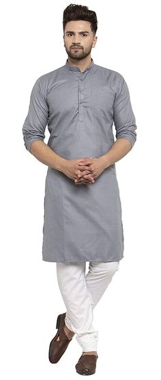 Product Description - The first and most important rule of men's style is you should feel comfortable and confident in your clothes. You will need both these attributes to pull off just about any outfit successfully. A suit that fits increases your confidence and makes you look good. Regardless of how 'classy' or expensive they might be. New Stylish handmade Decent designer Kurta Payjama for men for wedding and festive occasions.  Stylish Designer White Kurta Payjama  Top Details  -  Color- Gray Fabric  - Cotton  Bottom Details-  Color- White Fabric- Cotton  Style - Pant Payjama  Note 1 :- If you want any other Color in this so please send us a message sothat we will make it according to your choice. Note 2:-  Select your size according to your chest. Note 3 :- If you want in your perfect Gray Cotton Kurta For Eid, Traditional Gray Kurta For Eid, Traditional Gray Kurta For Diwali, Kurta Payjama For Men, Traditional Kurta, Kurta Pajama For Men, Pajama For Men, Mens Wedding Suits, Bridal Hair Buns