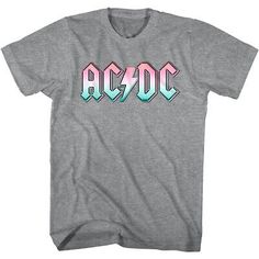 Top Rated ACDC Pastel Logo Men's T Shirt Metal Rock Band Album Concert Tour Merch Tee, Fashion Mens Shirts Pastel Logo, Lightning Bolt Logo, Acdc Shirt, Pastel Gradient, Gradient Logo, Rock And Roll Bands, Tour Merch, Black Rock, Grey Shirt