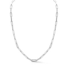 This classic paperclip chain is the perfect layering piece. 14K Yellow Gold chain or 14K White Gold chain with 14K White Gold diamond links Diamond weight: 3 pave links = 0.84 carats 5 pave links = 1.20 carats 7 pave links = 1.68 carats Each link = 12mm long Chain length = 18in See our Size Guide for more information Classic Diamond Necklace With Paperclip Chain, Diamond Necklace With Paperclip Chain And Oval Links, Classic Diamond Figaro Chain Necklace, Classic White Gold Paperclip Chain Link Bracelet, Classic Diamond Link Chain Necklace, Timeless White Gold Necklaces With Paperclip Chain, White Gold Chain Necklace With Oval Links, Elegant White Gold Paperclip Chain Necklace, White Gold Paperclip Chain Jewelry