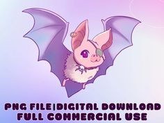 a bat flying through the air with text reading png field digital download full commercial use