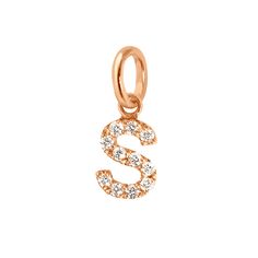 Gigi Clozeau - Lucky Letter S Diamond Pendant, Rose Gold Rose Gold Diamond Necklace With Charms, Rose Gold Diamond Necklace With Initial Pendant, Rose Gold Initial Pendant Diamond Necklace, Letter A Pendant, Letter A, Letter S, Diamond Pendant, Or Rose, Porter