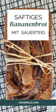 a loaf of bread sitting on top of a cooling rack with the words saffges,