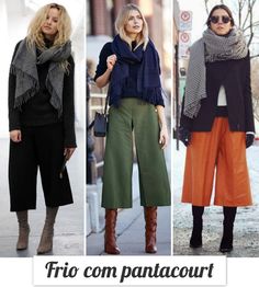 Vaz com Estilo: Look: pantacourt no inverno Mode Edgy, Winter Trousers, Winter Lookbook, Cooler Look, Colored Pants