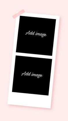 two black and white cards with the words add image above them on a pink background