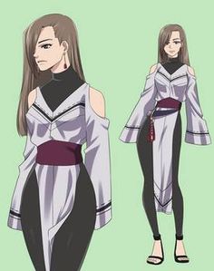 an anime character with long hair wearing a dress