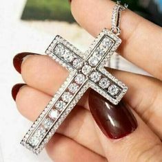 ad eBay - Find many great new & used options and get the best deals for Lab Created 3.50CT Round Cut Diamond Cross Pendant 14K White Gold Finish at the best online prices at eBay! Free shipping for many products! Silver Diamond Cut Cross Jewelry, Silver Cross Jewelry With Diamond Cut, White Gold Bling Cross Jewelry, Classic Diamond White Cross Jewelry, Diamond Cross Jewelry For Formal Occasions, Sterling Silver Cross Jewelry With Bling, Silver Cross Jewelry With Bling, Sterling Silver Cross Jewelry With Sparkle, Silver Cross Pendant Jewelry For Formal Occasions