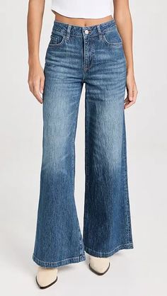 rag & bone Featherweight Sofie Jeans | Shopbop Versatile Flare Jeans With Pockets For Fall, Versatile Flare Jeans For Fall, Casual Flare Cropped Jeans For Work, Versatile Dark Wash Flare Jeans With Pockets, Versatile Denim Flare Jeans With Pockets, Dark Wash Flared Cropped Jeans, Dark Wash Flare Cropped Jeans, Fall Washed Blue Bottoms With Button Closure, Casual Dark Wash Flare Cropped Jeans