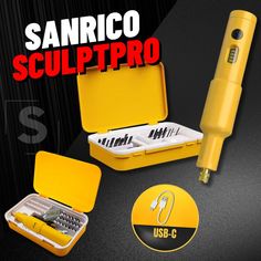 the sanrio sculptro kit is yellow and has two tools in it