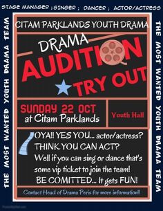 an advertisement for the drama theatre's production, which is being performed by actors