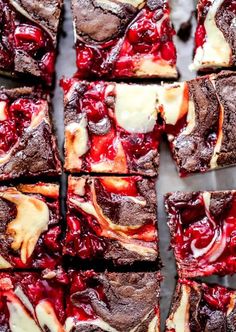 brownies with cherries and white chocolate on top