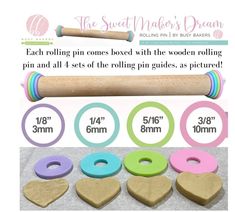 the sweet maker's dream wooden rolling pin with wood rolling pin and 4 sets of rolling pins