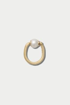 MARLA AARON - Trundle Lock Ring, Pearl Lock Ring, Ring Pearl, Charm Holder, Akoya Pearls, The Ring, Pearl Ring, Yellow Gold, Ring, Yellow