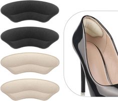 PRICES MAY VARY. Package Includes: 4 pair *Heel Liners Material: Made of Suede materials ,ensure breathable, comfort and cushionin Easy to use: these shoe heel stickers have self-adhesive backs; Peeling off the back cover, you can stick them on your shoes backs conveniently Wide application: these heel cushion pads fit for many shoes such as high-heels, leather shoes; They are applicable to new shoes and slightly bigger shoes, suitable for all people Worry-free products and services: no reason t Kasut Tumit Tinggi, Heel Pain Relief, Heel Protector, Heel Grips, Shoes Too Big, Shoes Heel, Shoe Inserts, Heel Pain, Foot Health