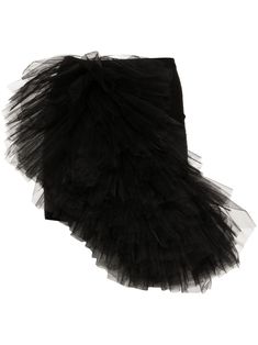 black stretch-design tulle inserts ruffled detailing elasticated waistband asymmetric hem unlined pull-on style Ruffled Mini Skirt For Evening, Evening Mini Skirt With Ruffles, Evening Ruffled Tiered Mini Skirt, Evening Tiered Ruffle Mini Skirt, Ruffled Tiered Mini Skirt For Evening, Mini Ruffled Skirt For Evening, Black Ruffled Mini Skirt For Evening, Evening Black Ruffled Mini Skirt, Fitted Asymmetrical Tulle Skirt