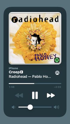 an audio player with the words radiohead on it