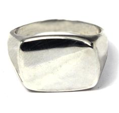 Sterling Silver Ring Size 11.5 Rectangular Silver Engraved Ring Stamped 925, Rectangular Silver Hallmarked Ring, Silver Rectangular Ring With Polished Finish, Silver Rectangular Rings With Polished Finish, Rectangular Silver Rings With Polished Finish, Gift Boutique, Men's Rings, Gift Store, Silver Stars